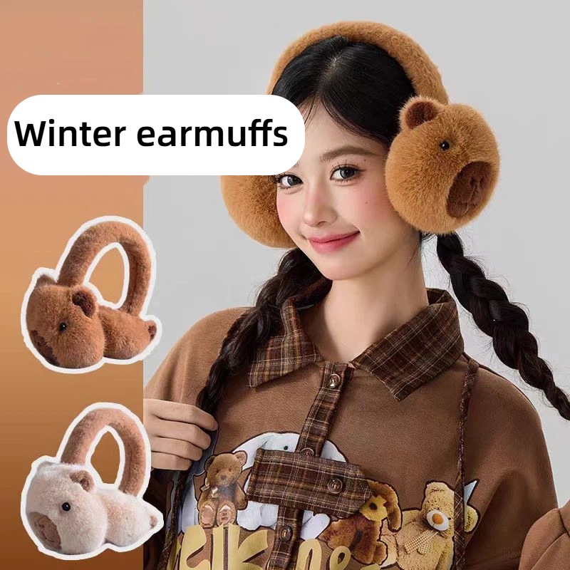 Ear Muff Foldable - Cute Capibala Earmuffs Cartoon Dolphin Plush