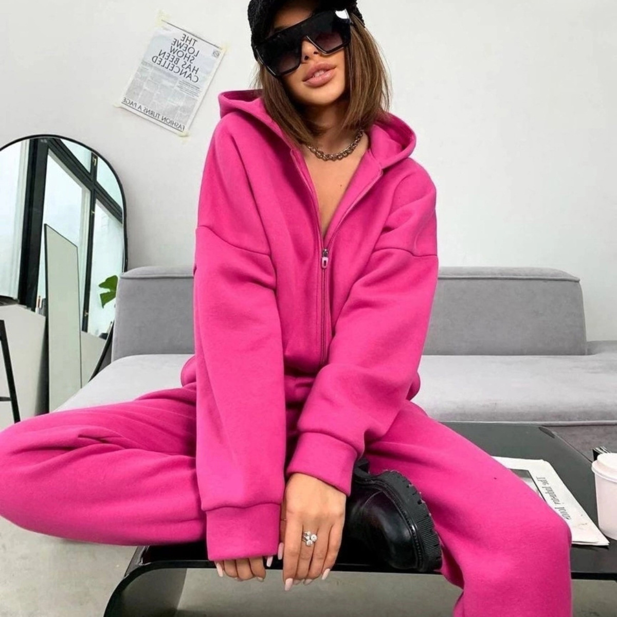 Zipper Hooded Coat Pants Sets  - Winter Clothing Sales review and price